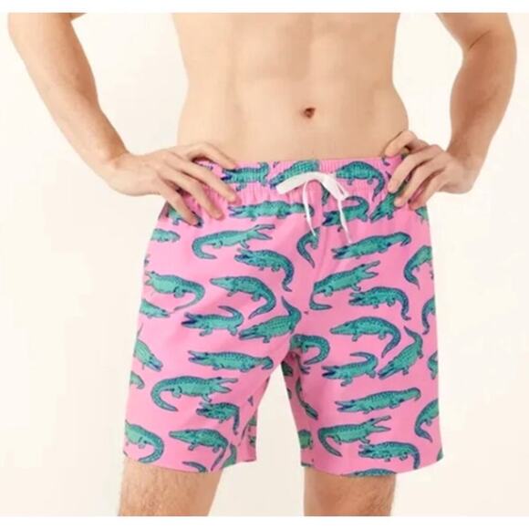 CHUBBIES Classic Swim Trunks The Glades Alligator Print 7" Men's Size M - Picture 2 of 4